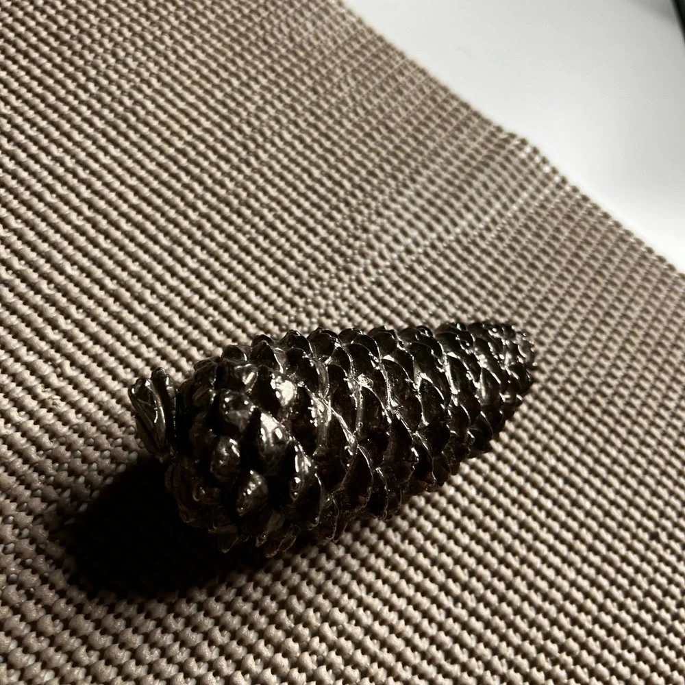 Vintage‎ Silver Tone Metal Pinecone Decorative Figurine Paperweight Rustic Decor